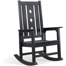 Efurden Rocking Chair, Over-Sized and Weather Resistant Patio Rocker for Indoor and Outdoor, 350lbs Load Capacity (Black)