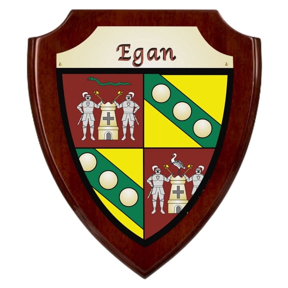 Egan Irish Coat of Arms Shield Plaque - Rosewood Finish