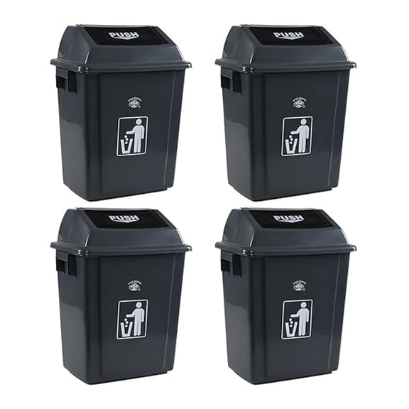 Egarye 5 Gallon -Top Trash Can, 4-Pack Plastic Garbage Can with Lid, Gray