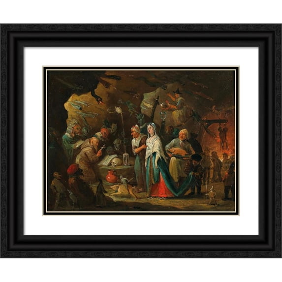 Egbert van Heemskerck the Younger 14x12 Black Ornate Wood Framed Double Matted Museum Art Print Titled: The Temptation of Saint Anthony