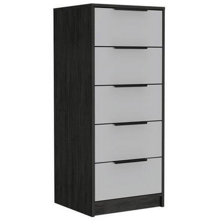 Egeo 5 Drawer Dresser, White & Smokey Oak