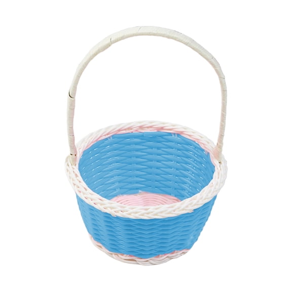 Egg Basket,Easter Baskets,Easter Mini Plastic Woven Basket Easter Theme Basket Suitable For Easter Home Outdoor School Use,Easter Decorations,Spring Home Decor,Bunny Decor(Blue)