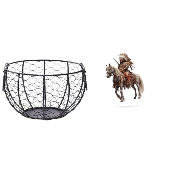 Egg Basket Storage Basket Knight Ornament Sturdy Iron Acrylic Material for Kitchen Home Decoration