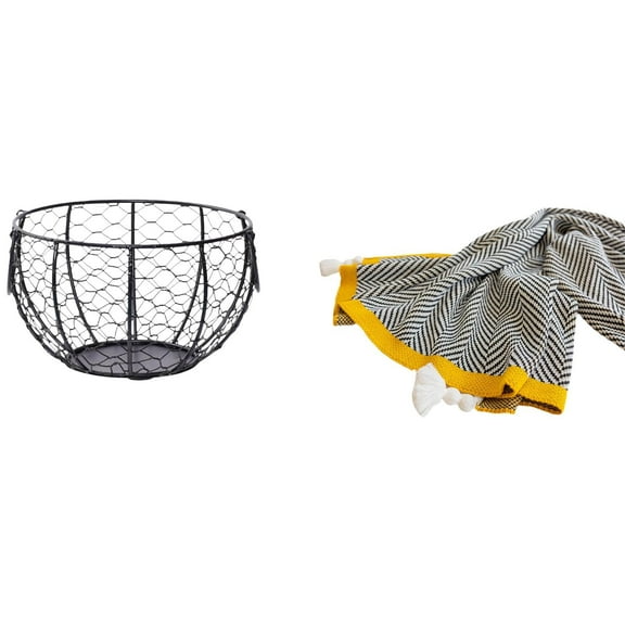 Egg Basket Storage Basket Knitted Throw Blanket Durable Iron Wire Woven Design for Kitchen Living Room Bedroom
