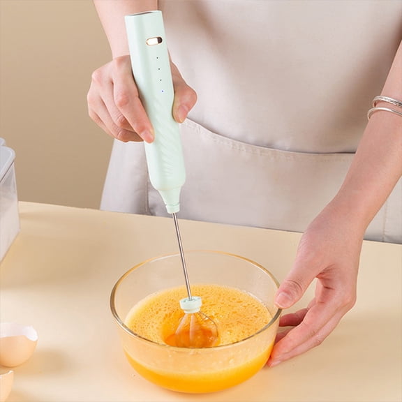 Egg Beater 3 Wireless Baking Milk Frother with Double Head USB Rechargeable Mixer for Coffee and Milk, 11. inch, Green