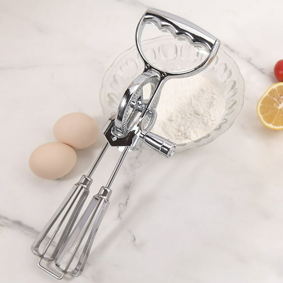 Egg Beater Classic 12.2 Inch Hand Crank Style Rotary Egg Beater Handheld Vintage Inspired Egg Beater-Silver