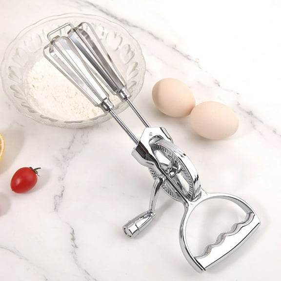 Egg Beater Classic 12.2 Inch Hand Crank Style Rotary Egg Beater Handheld Vintage Inspired Egg Beater(Silver)