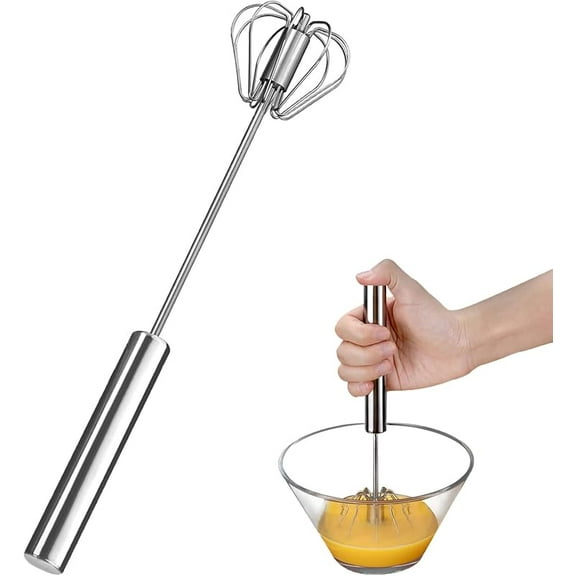Egg Beater, Hand Easy Whisk Stainless Steel Hand Push Egg Beater Manual Mixer Blender for Home Kitchen Tool Whisking, Beating & Stirring