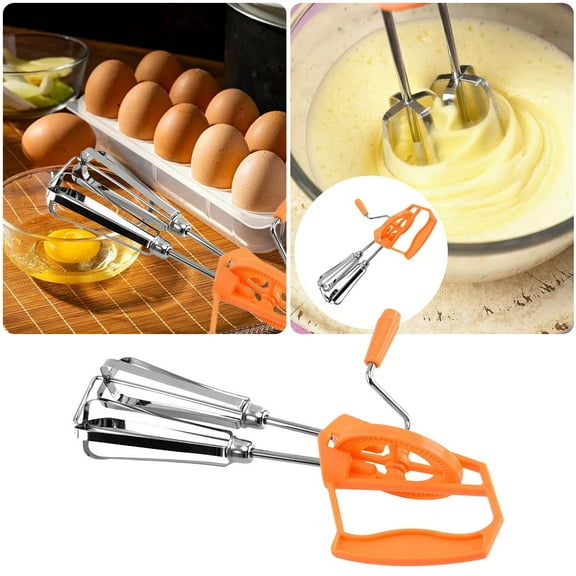 Egg Beater Kitchen Instrument for Efficient Mixing in Culinary Prep Solutions, Orange