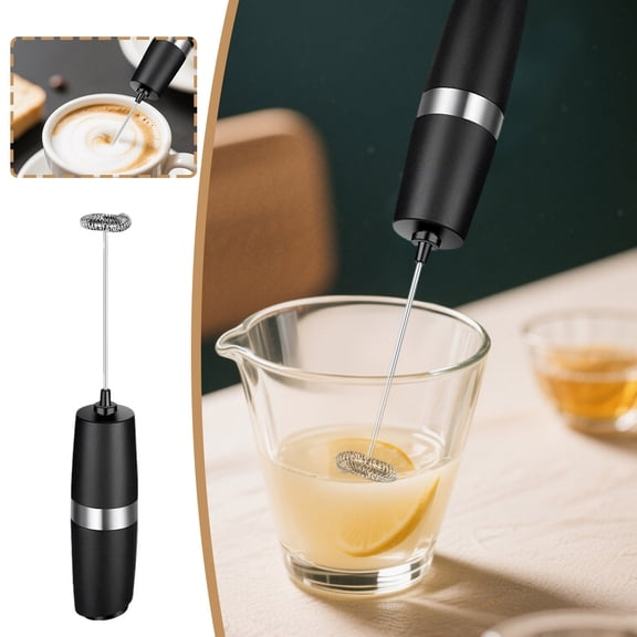 Egg Beater: Milk Mixer for Kitchen, Portable Beverage Whisking Tool, for coffee/cappuccino, 8.58×1.3 in, Black