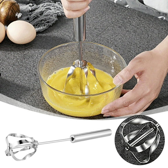 Egg Beater Stainless Steel Semi Automatic Whisk with Wider Head Hand Push Mixer for Effortless Cooking and Baking at Home
