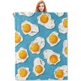 thumbnail image 1 of Egg Blanket Gifts for Kids Adults Soft Warm Lightweight Flannel Food Sunny-Side-Up Egg Pattern Throw Blankets for Bed Sofa Home Travel Decor 50"x40", 1 of 7