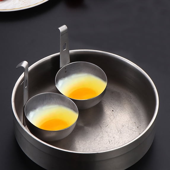 Egg Boiler Egg Egg Steamer Rack Maker Egg Boiling Spoon Egg Steamer Spoon Cup Bbq Egg Cookware Pan Steamed Non Eggs Kitchen Gadget Black Stainless,2Pcs Poached Egg Hanging Mold