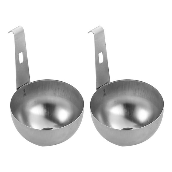 Egg Boiler Stainless Steel Egg Poacher - 1/2Pcs Non-Stick Boiled Egg Maker with Hang Design & Heat-Resistant Handle - Compact Kitchen Tool for Home Kitchen Poaching Steaming Eggs(2pcs,2.6x2.6x4.1")