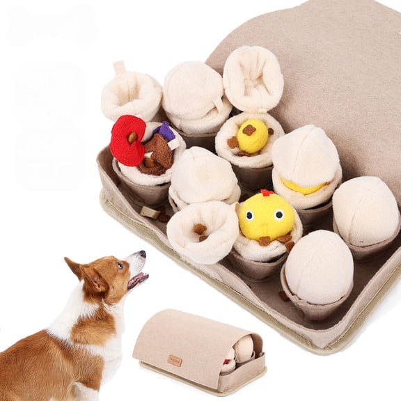 Egg Box Shape Snuffle Mat for Dogs,Interactive Dog Plush Puzzle Toys,Portable Feeding Mat for Foraging Skills and Stress Relief,Interactive Indoor/Outdoor Dog Puzzle Toys for Nosework Training
