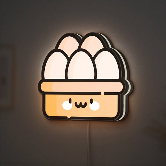 Egg Carton LED Lightbox - Farm Organic Food Decor, Custom Led Sign for Home Office Shop Decor (Height 8 inch, 20cm)