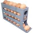 thumbnail image 1 of Egg Carton with Railing Protection 4-Layer Rolling Egg Rack Fridge Egg Holder Automatic Rolling Diner Restaurant Egg Holder 4 Tiers Egg holder30 Eggs Fridge Egg Rack Large Capacity White, 1 of 5