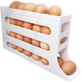 thumbnail image 1 of Egg Carton with Railing Protection 4-Layer Rolling Egg Rack Fridge Egg Holder Automatic Rolling Diner Restaurant Egg Holder 4 Tiers Egg holder30 Eggs Fridge Egg Rack Large Capacity White, 1 of 5