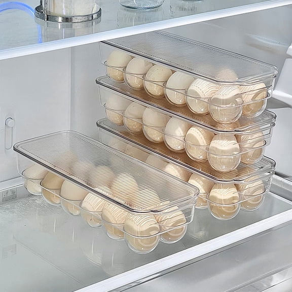 Egg Carton Refrigerator Storage Box - 12 Compartment Plastic Egg Tray for Kitchen Counter Or Fridge - Airtight Food Storage Container for Eggs Rice Flour and Grains with Handle Lid