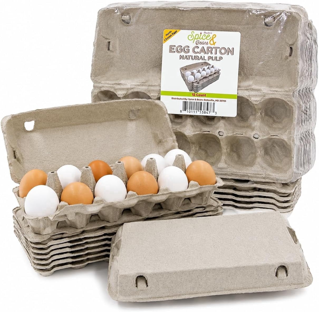 Egg Cartons Pack of 12 - Natural Pulp Egg Container for One Dozen Eggs ...