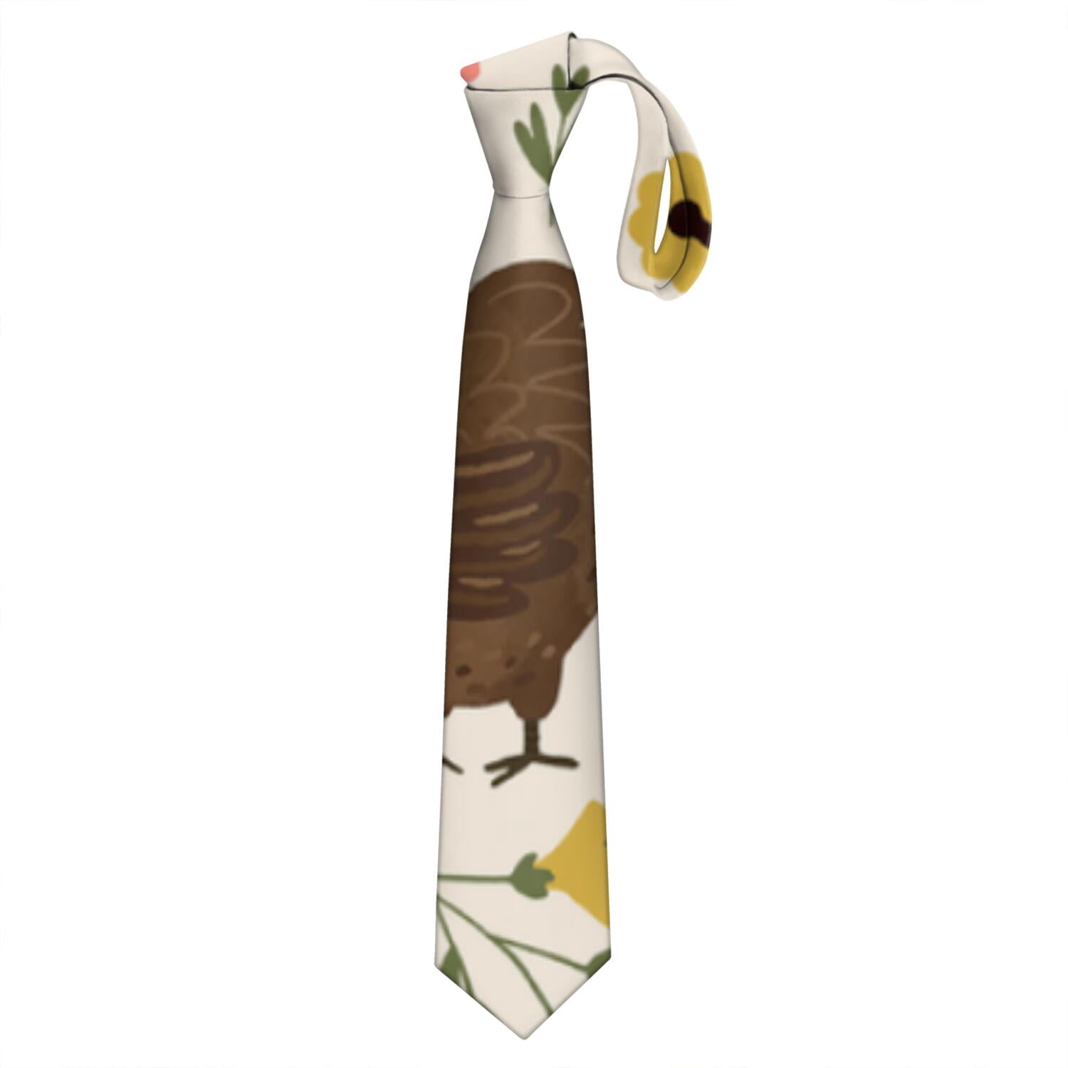 Egg Cartoon Farm Chicken Print Satin Men's Necktie - Wrinkle-Resistant ...