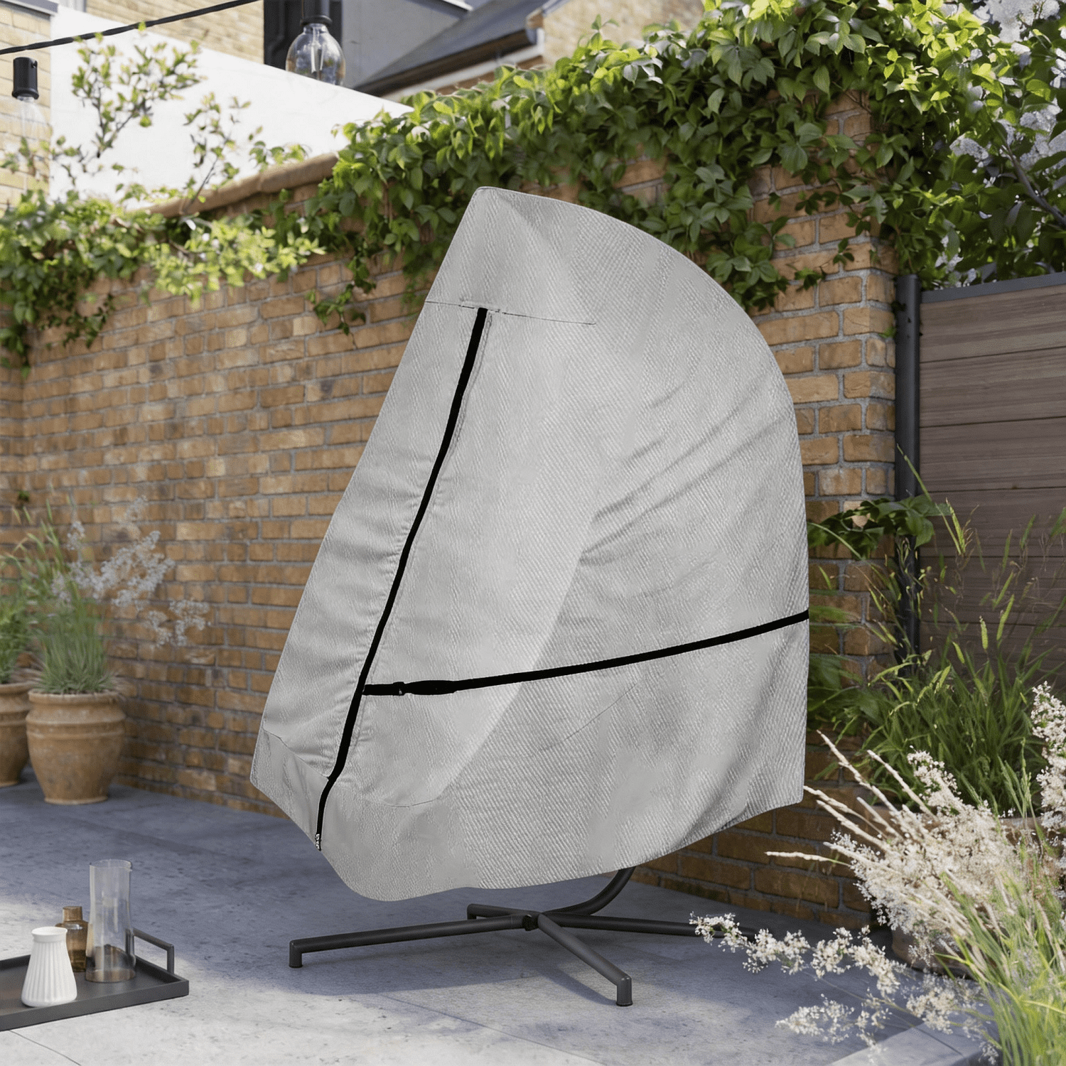 Egg Chair Cover, 600D Patio Hanging Swing Chair Protector Egg Cover With Zipper for Outdoor Furniture, Heavy Duty Swing Hanging Egg Chair Cover Waterproof, Anti-UV, Dust-Proof