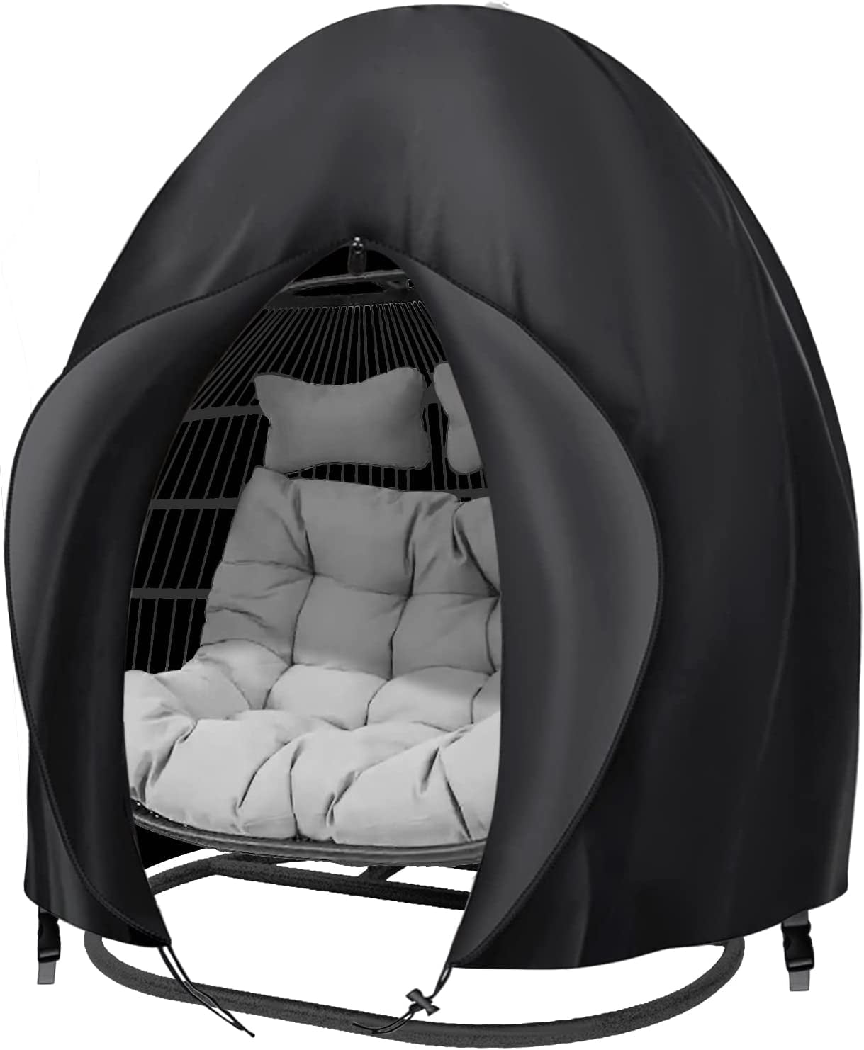 Egg Chair Cover,Patio Extra Large Double Egg Chair Cover for Outdoor Furniture, Heavy Duty Swing Hanging Egg Chair Cover Waterproof, Anti-UV, Dust-Proof,91x80 Inches,Black