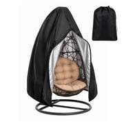 Egg Chair Cover with Zipper,75" x 45" Patio Hanging Swing Chair Cover, Waterproof/Windproof Heavy Duty Weather Resisatnt Outdoor Hanging Chair Cover