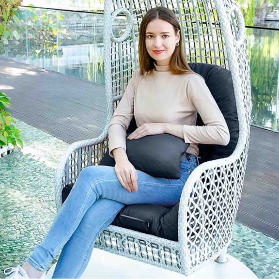 Egg Chair Cushion, Memory Foam Hanging Egg Chair Cushion Replacement, Hammock Basket Swing Cushion with Headrest (Blue)