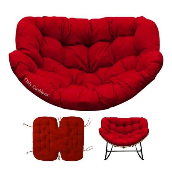 Egg Chair Cushion Replacement Waterproof – Outdoor Rocking Chair Cushions 6.3" Thick UV Resistant with 6 Straps for Patio, Balcony, Garden, Red