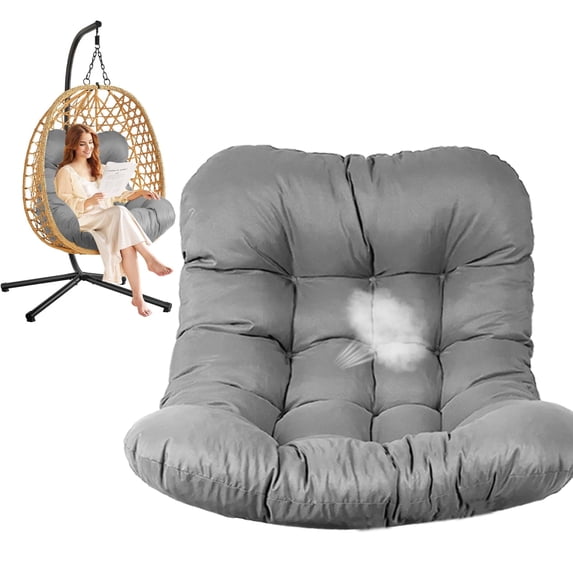 Egg Chair Cushion Replacement, Waterproof Hanging Basket Seat Cushion, U-Shape Swing Chair Cuhsion 37x49 Inches for Indoor Outdoor Patio Porch Furniture (Only Cushion)