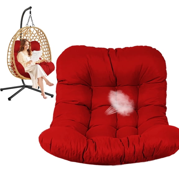 Egg Chair Cushion Replacement, Waterproof Hanging Basket Seat Cushion, U-Shape Swing Chair Cuhsion 37x49 Inches for Indoor Outdoor Patio Porch Furniture (Only Cushion)