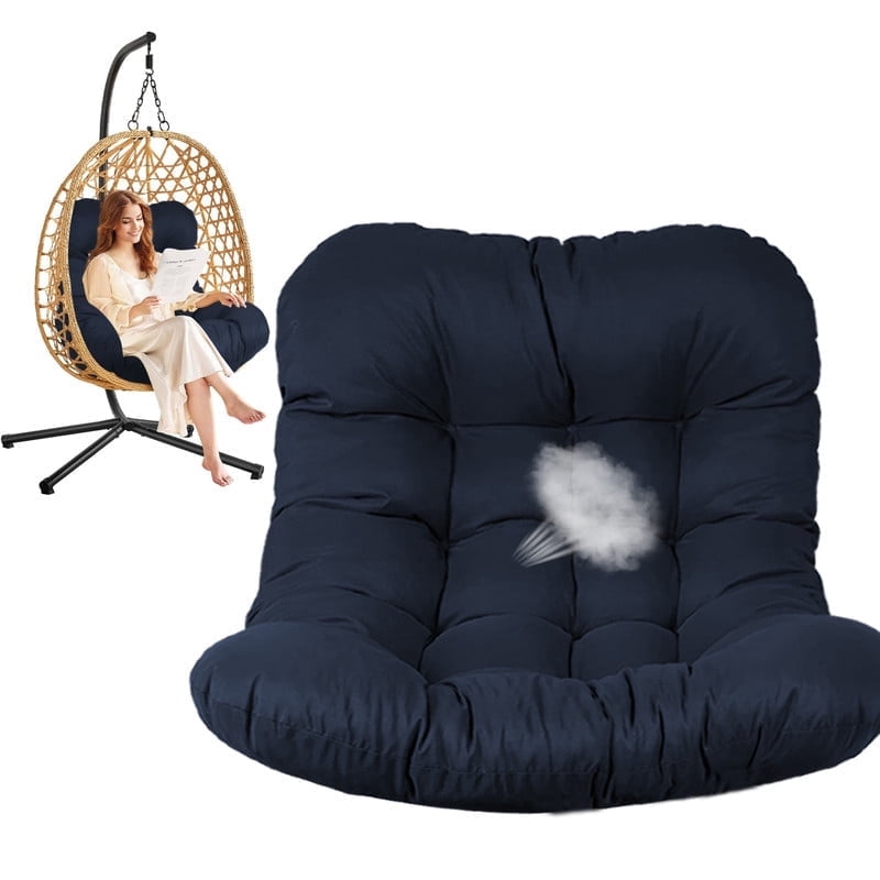 Egg Chair Cushion Replacement, Waterproof Hanging Basket Seat Cushion, U-Shape Swing Chair Cuhsion 37x49 Inches for Indoor Outdoor Patio Porch Furniture (Only Cushion)