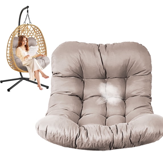 Egg Chair Cushion Replacement, Waterproof Hanging Basket Seat Cushion, U-Shape Swing Chair Cuhsion 37x49 Inches for Indoor Outdoor Patio Porch Furniture (Only Cushion)
