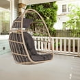 thumbnail image 1 of Egg Chair with Hanging Chains, Wicker Swing Chair, Patio Hammock Chair with Soft Cushion, Indoor Outdoor Balcony Bedroom Basket Hanging Lounge Chair, 360 lbs Weight Capacity, Dark Gray, 1 of 10