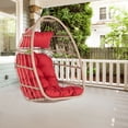 thumbnail image 1 of Egg Chair with Hanging Chains, Wicker Swing Chair, Patio Hammock Chair with Soft Cushion, Indoor Outdoor Balcony Bedroom Basket Hanging Lounge Chair, 360 lbs Weight Capacity, Red, 1 of 10