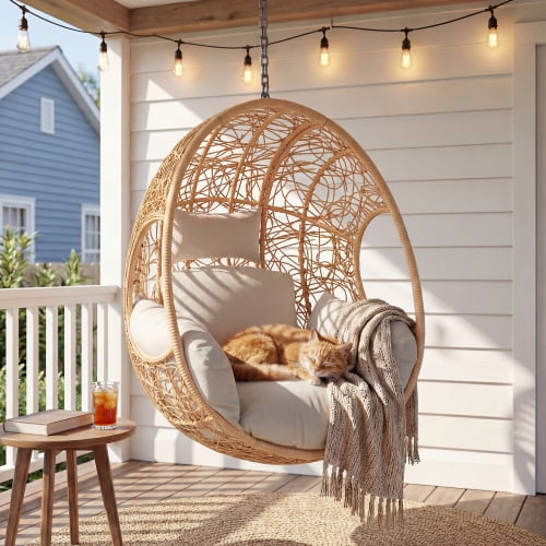 Egg Chair, Natural, Stand With 350 Lbs, Waterproof