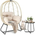 Egg Chair Outdoor Indoor Oversized Lounge Wicker Chair with Cushion