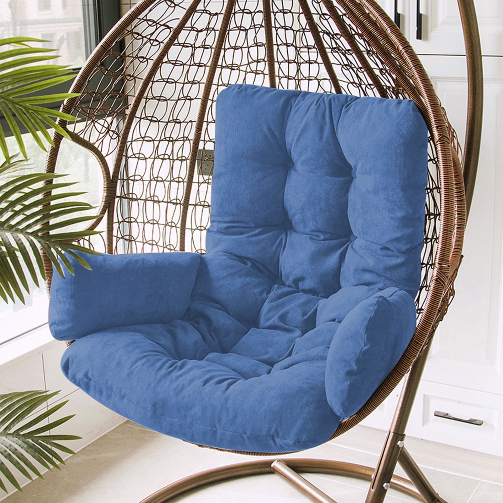 Egg Chair Replacement Cushion, Removable & Washable Outdoor Indoor Hanging Chair Swing Cushions Thicken Rattan Hanging Basket Chair Cushions Garden Indoor Patio 19.7 x 49.2In