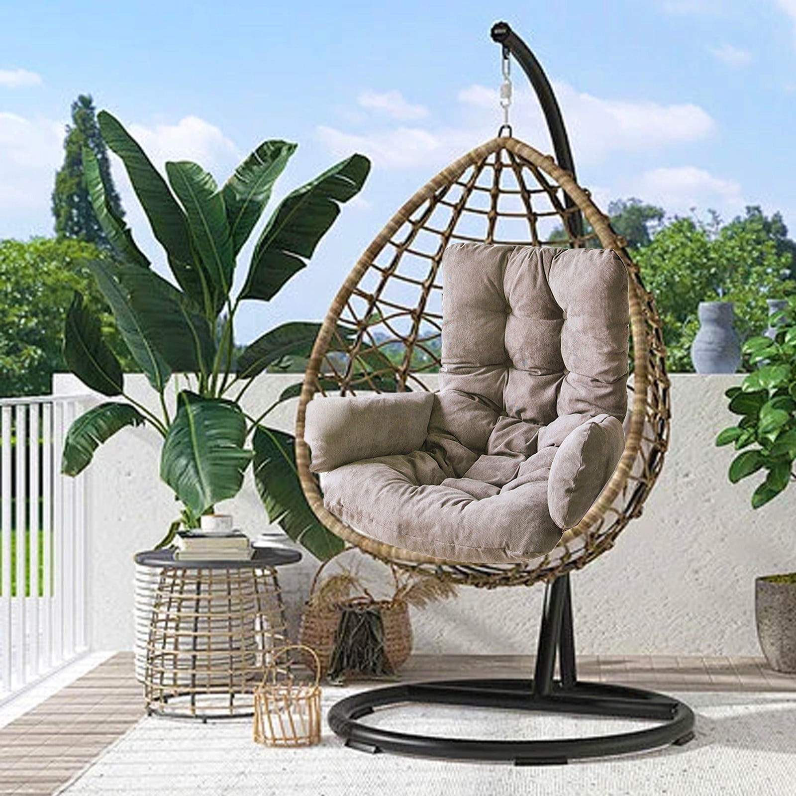 Egg Chair Replacement Cushion, Removable & Washable Outdoor Indoor Hanging Chair Swing Cushions Thicken Rattan Hanging Basket Chair Cushions Garden Indoor Patio 19.7 x 49.2In