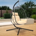 thumbnail image 1 of Egg Chair with Stand, Patio Wicker Hanging Chair, Egg Chair Hammock Chair with UV Resistant Cushion and Pillow for Indoor Outdoor, Patio Backyard Balcony Lounge Rattan Swing Chair, JA2440, 1 of 7