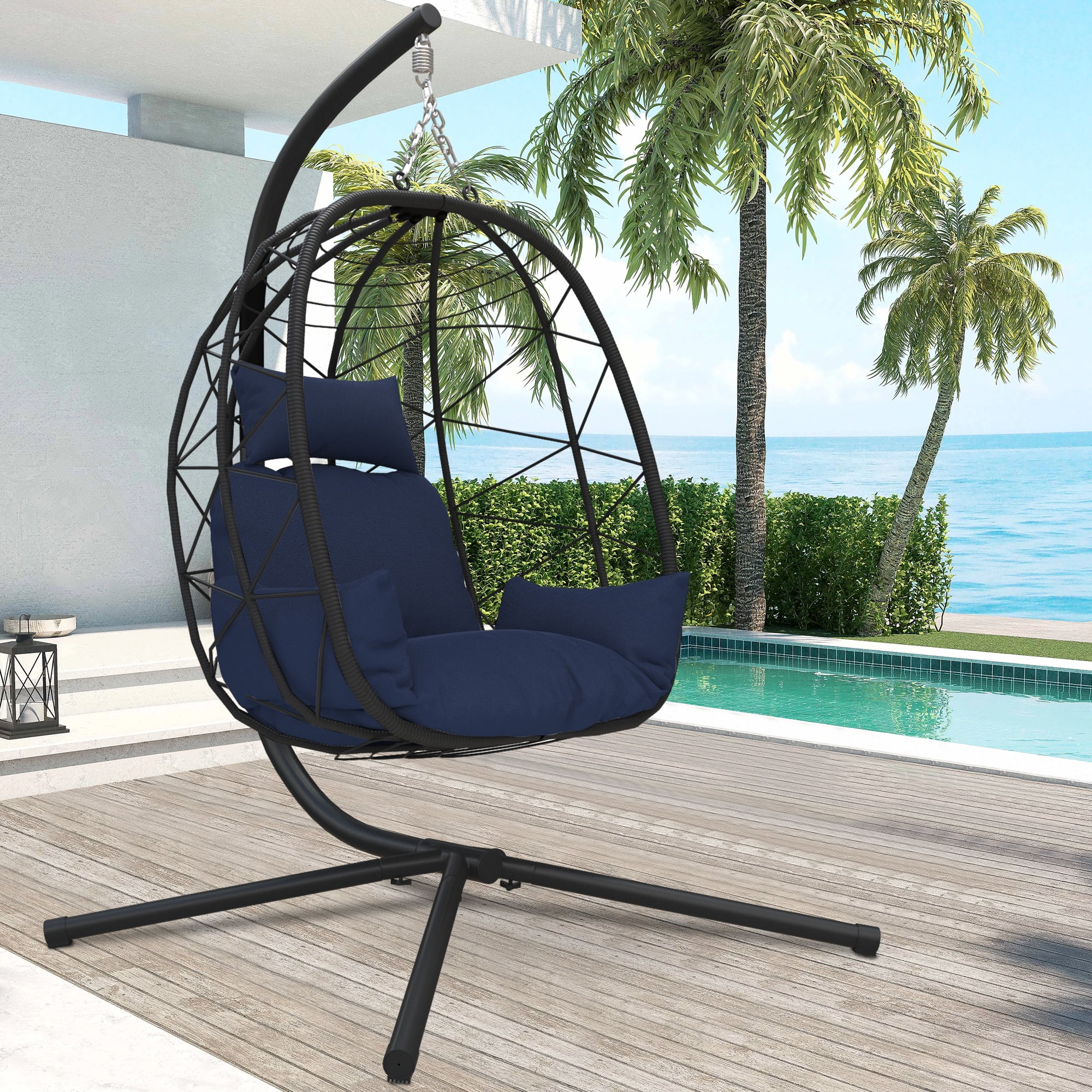 Egg Chair with Stand Patio Wicker Hanging Chair Uganda Ubuy