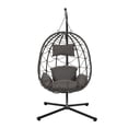 thumbnail image 1 of Egg Chair With Stand Indoor Outdoor Swing Chair Patio Wicker Hanging Egg Chair Hanging Basket Chair With Stand For Bedroom Living Room Balcony,Gray-A, 1 of 15
