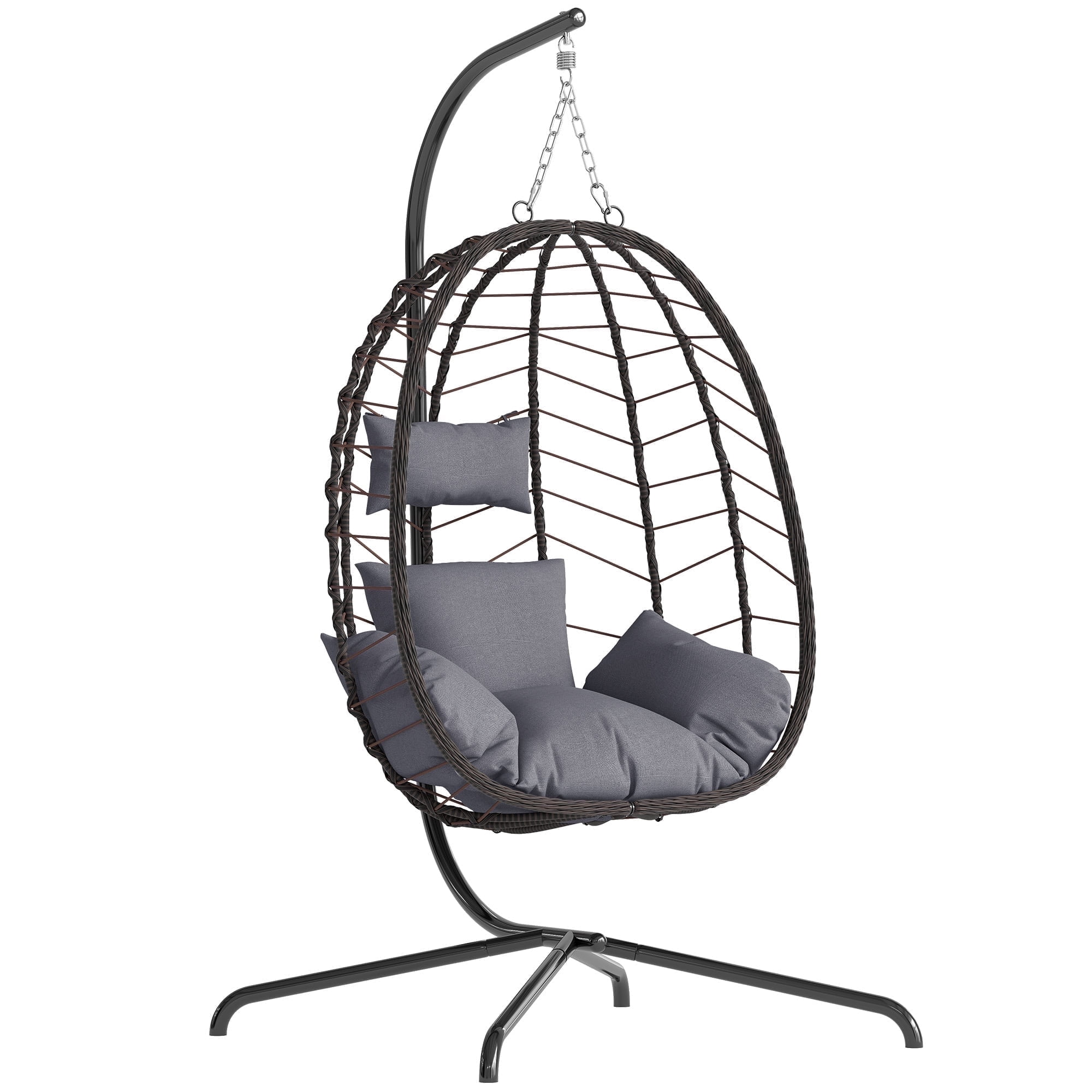 Egg Chair with Stand, Patio Wicker LHBcraft Hanging Chair, Hammock Swing Chair, 350LBS Capacity for Bedroom, Balcony, Garden