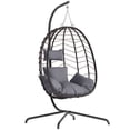 thumbnail image 1 of Egg Chair with Stand, Patio Wicker LHBcraft Hanging Chair, Hammock Swing Chair, 350LBS Capacity for Bedroom, Balcony, Garden, 1 of 8