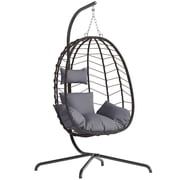 Egg Chair with Stand, Patio Wicker LHBcraft Hanging Chair, Hammock Swing Chair, 350LBS Capacity for Bedroom, Balcony, Garden