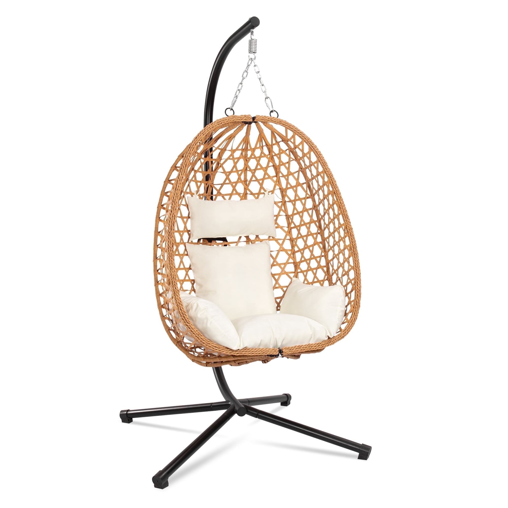 Egg Chair with Stand, Patio Wicker Bifanuo Hanging Chair, Hammock Swing Chair, 350LBS Capacity for Bedroom, Balcony, Garden