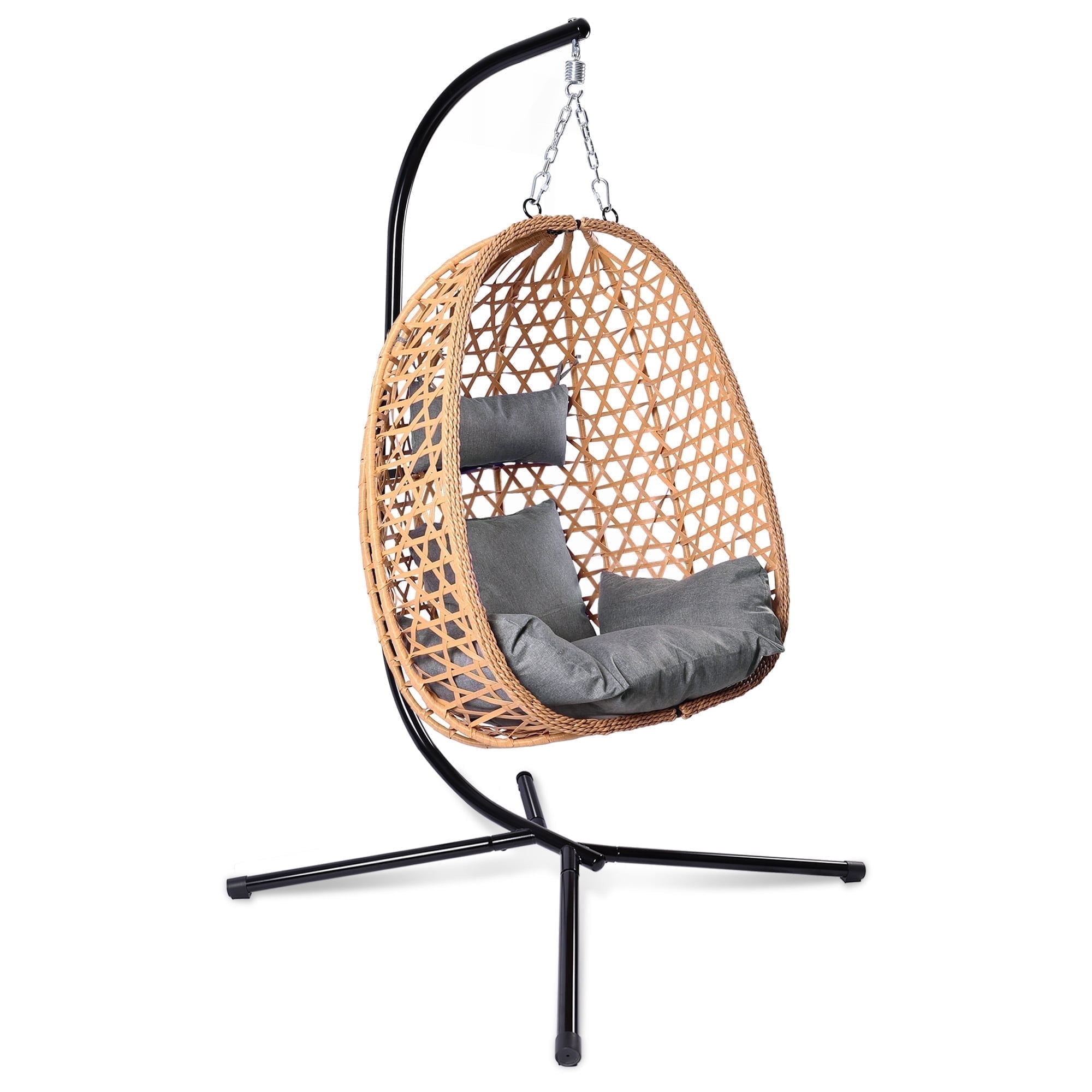Egg Chair with Stand, Patio Wicker Bifanuo Hanging Chair, Hammock Swing Chair, 350LBS Capacity for Bedroom, Balcony, Garden