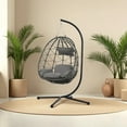 thumbnail image 1 of Morniray Wicker Egg Hanging Chair with Stand and Cushion, Gray, 1 of 11