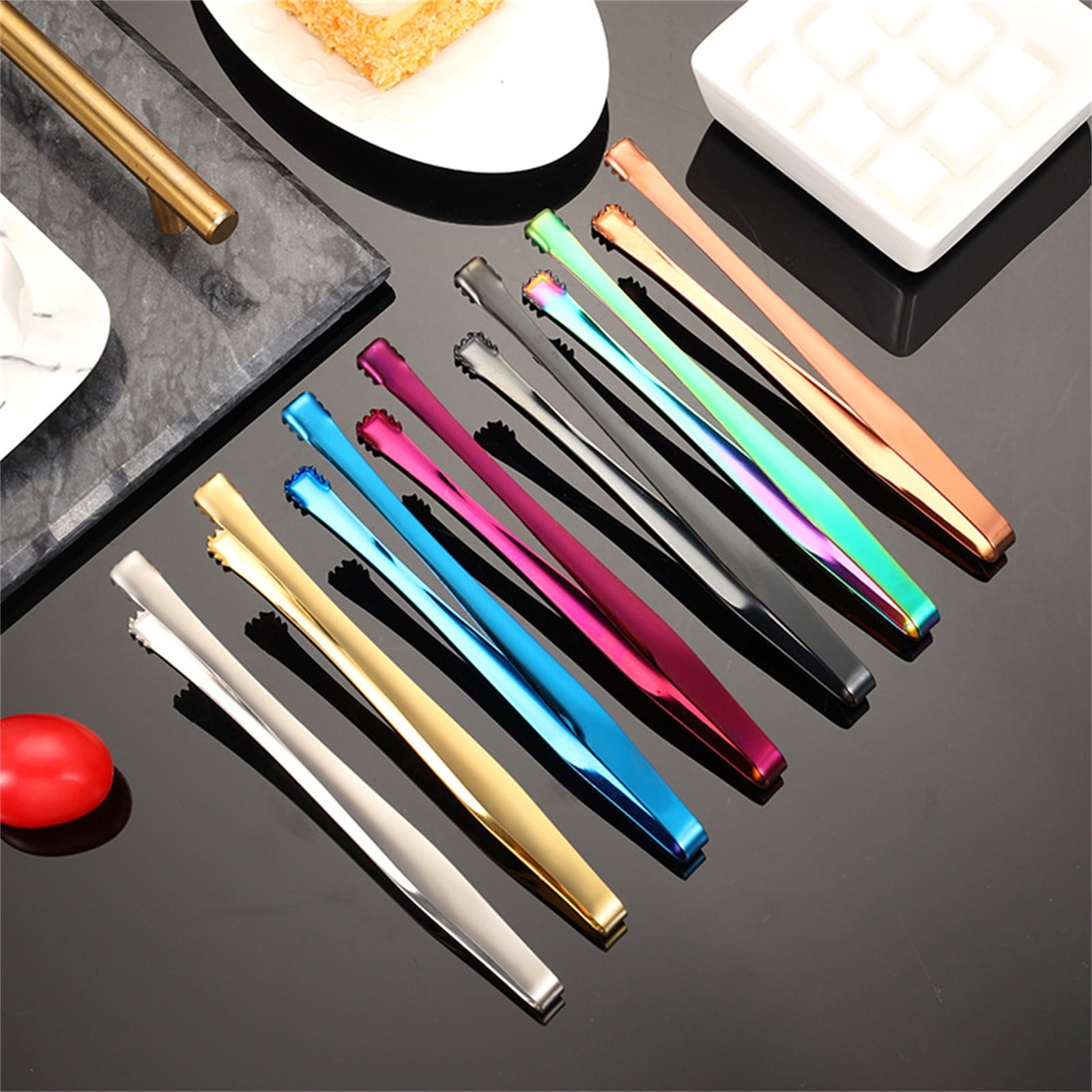 2 Stück Chalaza Removal Tool,Zuckerzange Klein,Metall Candy Bar Zubehör,Eiswürfelzange Kleine Zangen Candybar,The Egg Tool Zange Mini Eiszange Buffetzange,Egg Chalazza Remover Gebäckzange Süßigkeiten